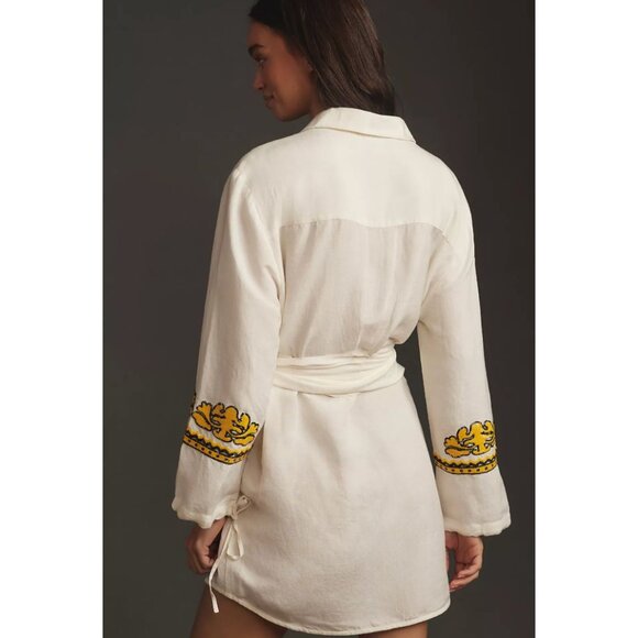 Dhruv Kapoor NWT Long-Sleeve Embroidered Sequin Mini Shirt Dress Medium Anthro - Picture 2 of 10